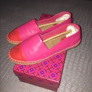 Tory Burch Leather Espadrilles Size 7 Colorblock